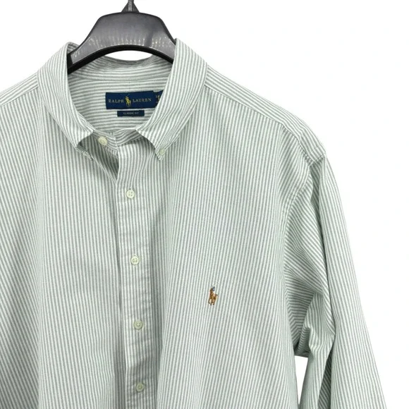 Ralph Lauren Button Down Mens 2XB Pre-Owned Shirt White Striped Classic Fit - Picture 1 of 11